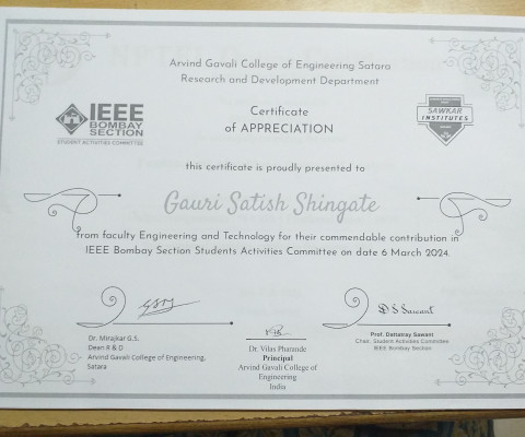 Contribution in IEEE Bombay Section Students Activities Committee