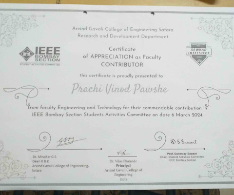 Contribution in IEEE Bombay Section Students Activities Committee